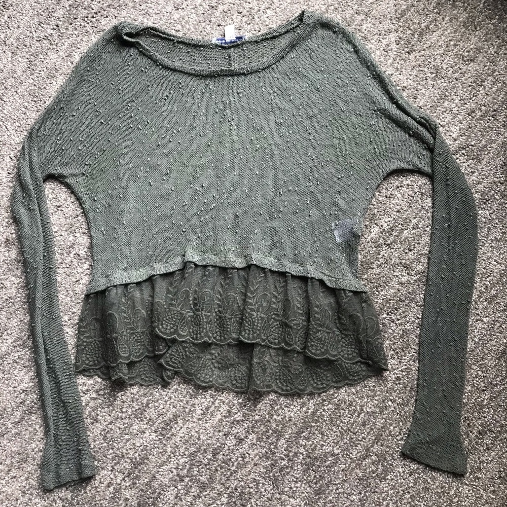 American Eagle Long Sleeve, Semi-Sheer with Lace
